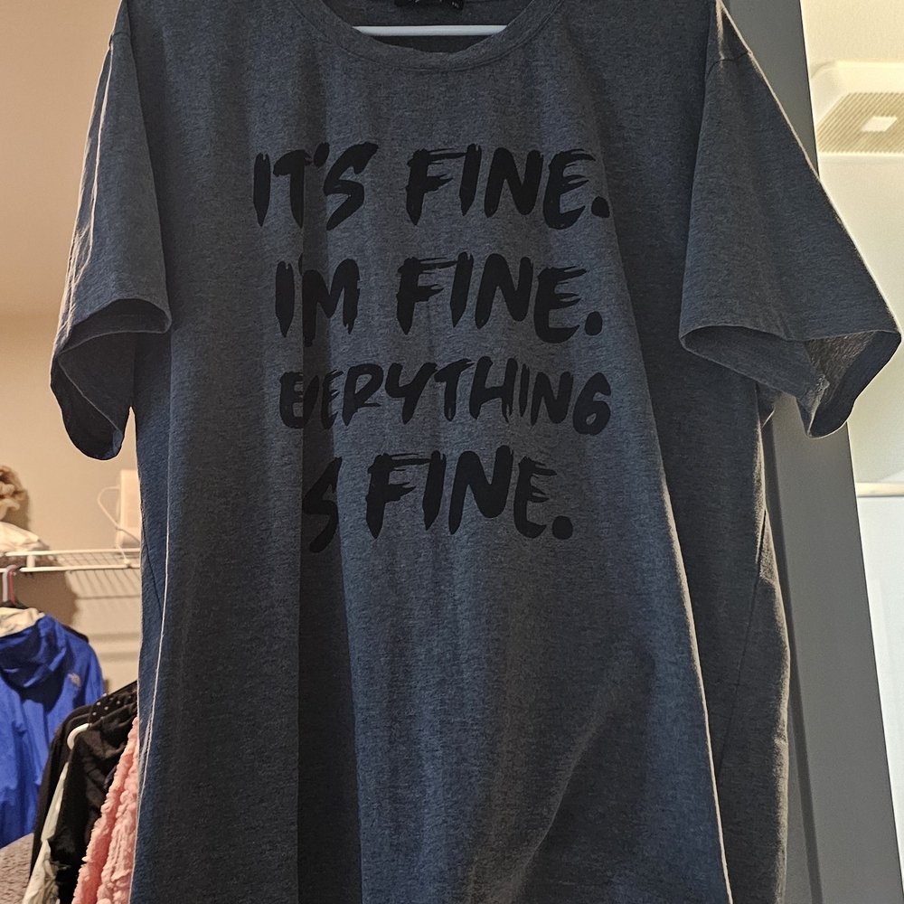 Gray T-Shirt with Black Text